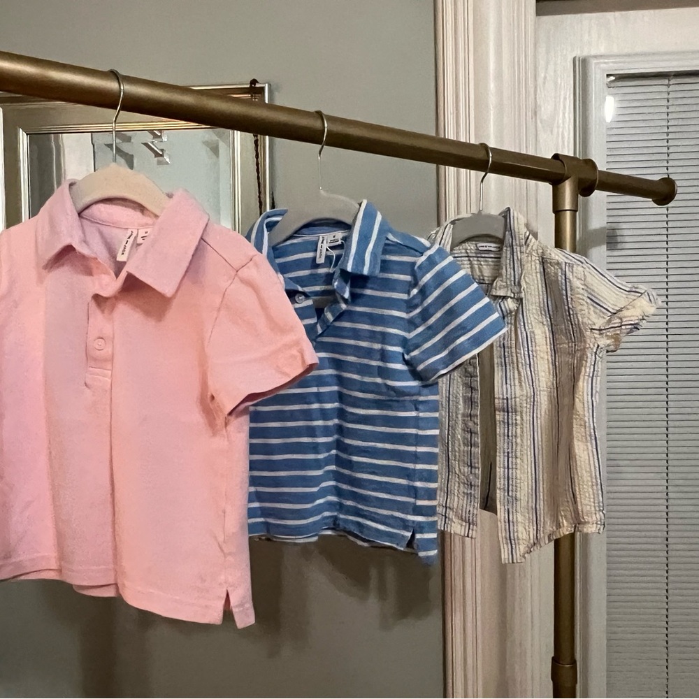 Janie and Jack Pink, Blue, and Cream Kids Polo bundle